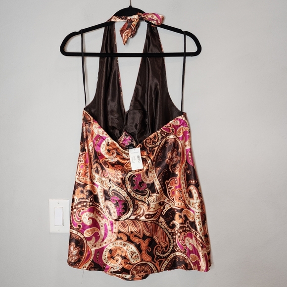 NWT Lane Bryant Satin Embellishments Paisley Halter Babydoll Top Size 22 2X/3X - Picture 11 of 16